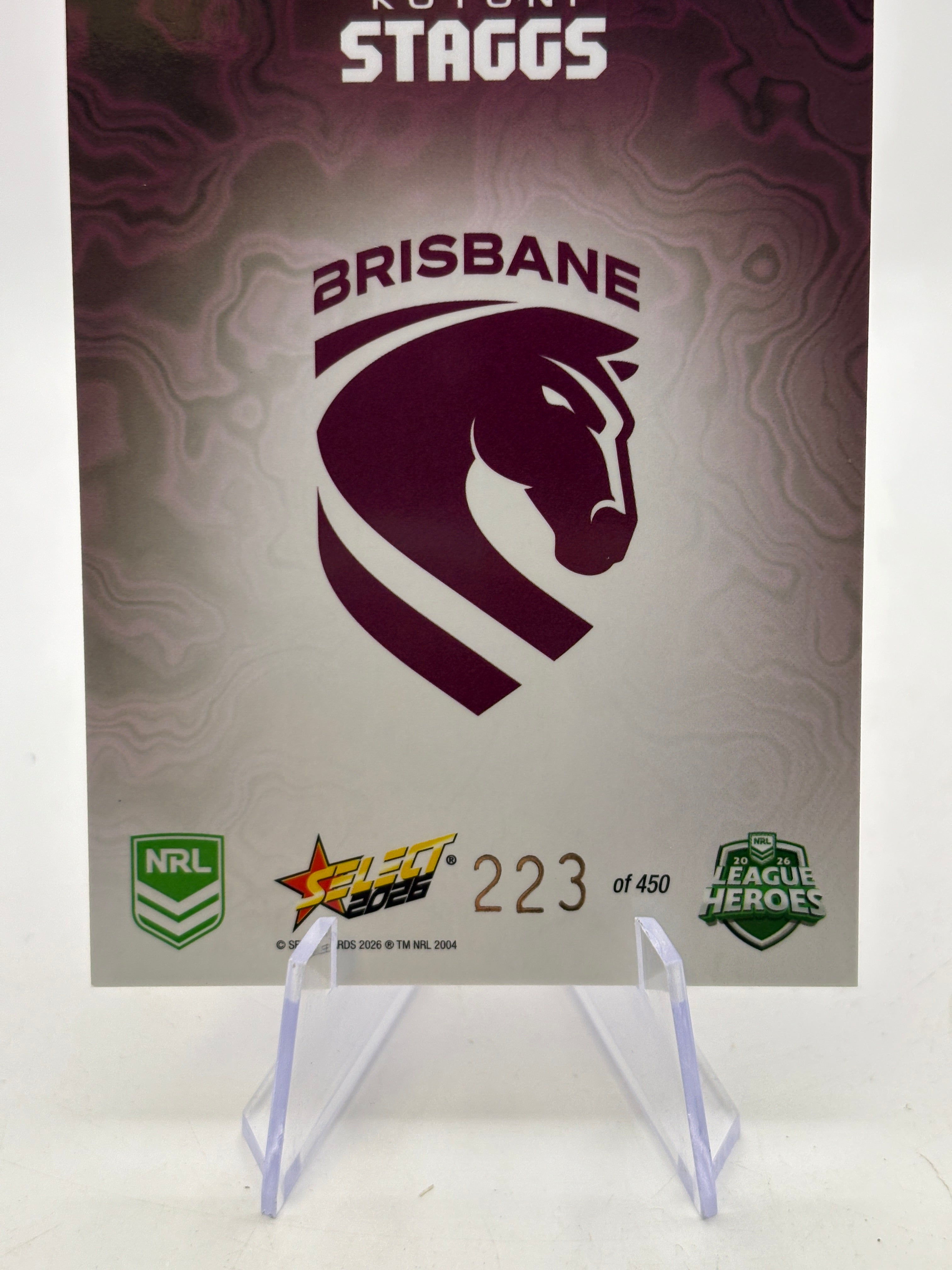 2026 SELECT NRL LEAGUE HEROES MERCURY M009 KOTONI STAGGS /450 BRONCOS